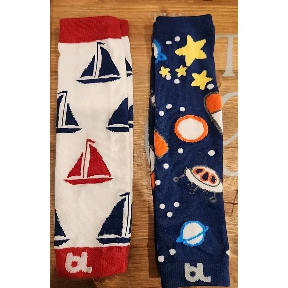 Set‎ Baby Leggings Knee Protectors One Size Rockets & Sailboats